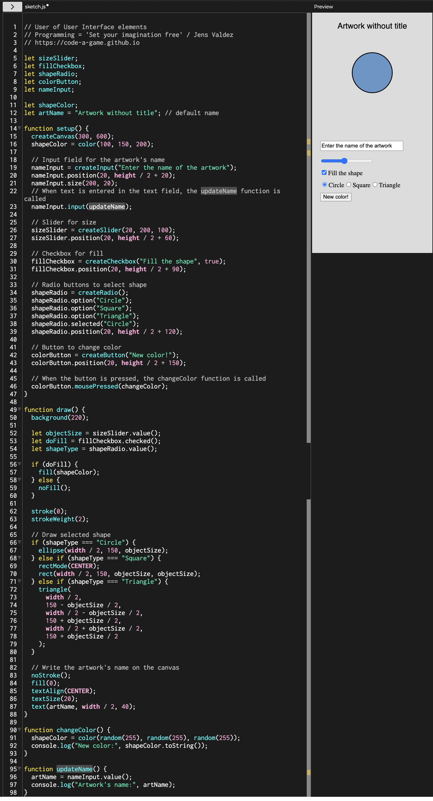 User Interface elements